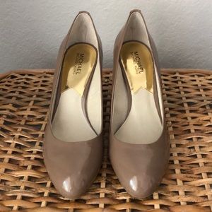 Michael Kors patent tan heels